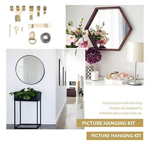 Image of DOITOOL 1set Heavy Duty Iron Picture Hanging Kit Angled Nail Design for Easy Wall Mounting Wall Hangers Picture Hooks Frame Hardware for Home Decor