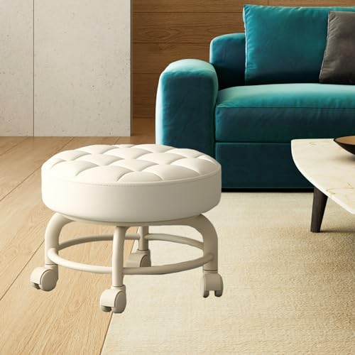 Banqueta de rodinhas de baixa altura com rodas e rodas com rotação de 360 graus para limpeza domésti