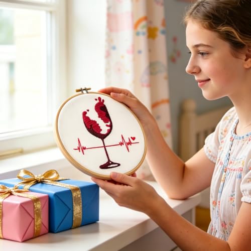 Image of Couple Embroidery Kits for Beginners Adults, Abstract Face Embroidery Starter Kit, Hand Stamped Cross Stitch Kits for Adults Anniversary Valentine's Day Gifts, Embroidery Hoop, Thread & Video Tutorial