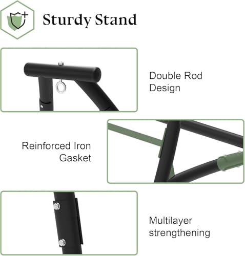 C Type Hammock Chair with Stand, Swing Chair with Neck Pillow, Hammock Stand for Balcony, Patio and Deck, Maximum Weight 300 lbs