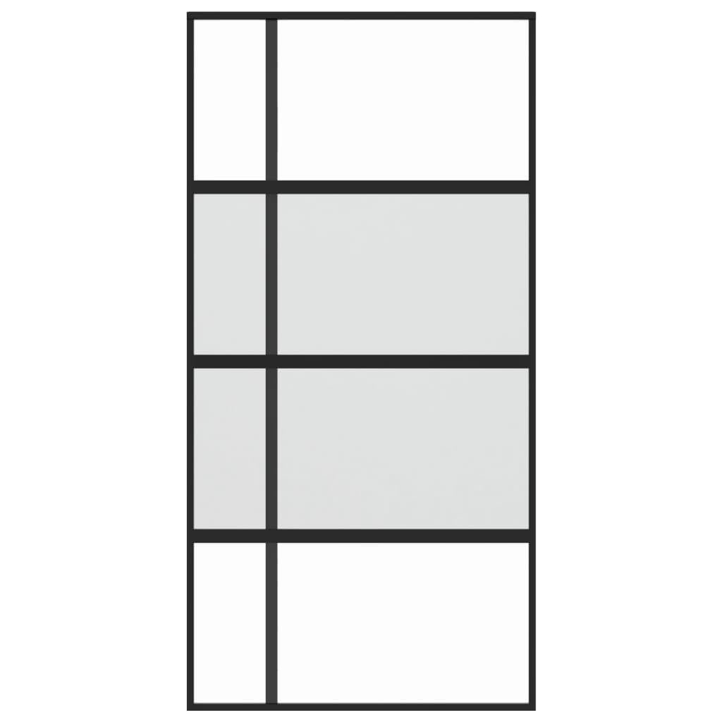 Drzwi przesuwne czarne 102,5 x 205 cm szkło hartowane i aluminium materiały budowlane drzwi, drzwi domowe