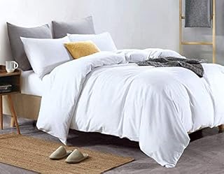 Euphoric Gifts 100% Pure Cotton (Egyptian Cotton) SINGLE 4 Piece Duvet Cover Bed Set in Plain White - Includes Fitted Sheet & Pillowcases