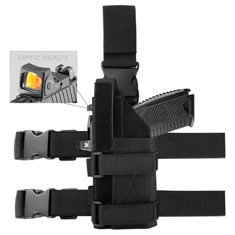 Left Handed Drop Leg Holster, Universal-fit Pistols with Optic/Light/Laser, Tactical Thigh Nylon Holster, Adjustable Gun Holster Compatible with Glock 1911 S&W Sig Sauer Taurus Berreta CZ HK and More Cover