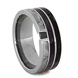 Black Diamond, Dinosaur Bone, Meteorite, Purple Box Elder Wood 8.5mm Titanium Comfort-Fit Band, Size...