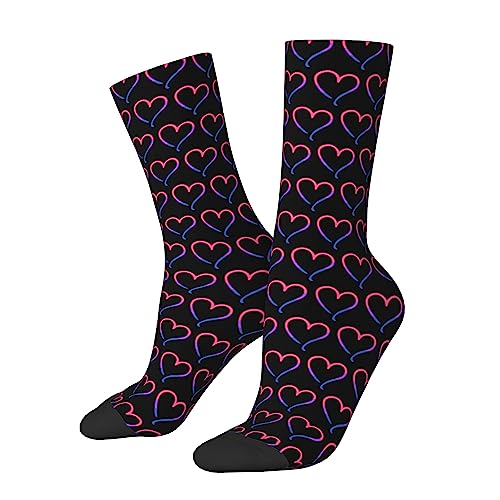 Calcetines divertidos, calcetines novedosos, calcetines unisex con bandera del orgullo bisexual y corazón, calcetines casuales de vestir
