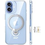 TORRAS iPhone 17 用 ケース【多機能一体・360°新定点回転スタンド】 Magsafe対応 カメラコントロールボタン 高耐久性 耐衝撃 ゼンマイ式スタンド リング 縦横両対応 マグネット搭載 急速充電対応 指紋防止「Ostand Q3 Spin」クリア