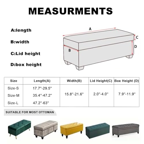 Image of FUANGUI Ottoman Cover Stretch Storage Ottoman Bench Slipcover Printed Folding Storage Bench Ottoman Cover Footrest Stool Slipcover Footstool Protector Cover with Elastic Bottom,Medium