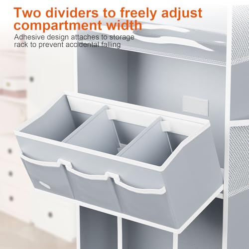 OneDream Over the Door Organizer for Nursery, 5-Tier Baby Clothes Organizer with Removable Storage Caddy, Hanging Behind Door Storage with Clear Pockets and Side Mesh Compartments, Grey