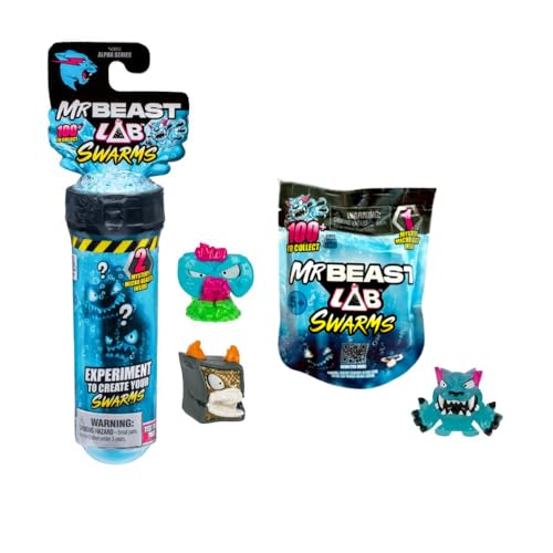 INCREDITOYZ Beast Lab Swarms Test Tube 2-Pack with Beast Labs Swarms Mini 1 inch Mystery Collectable Toy Figure Gift Bundled Set
