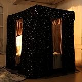 SCMTY Luxury 100% Lightproof Blackout 4 Corner Post Bed Curtain Canopy for Bed Bedroom Decoration 10