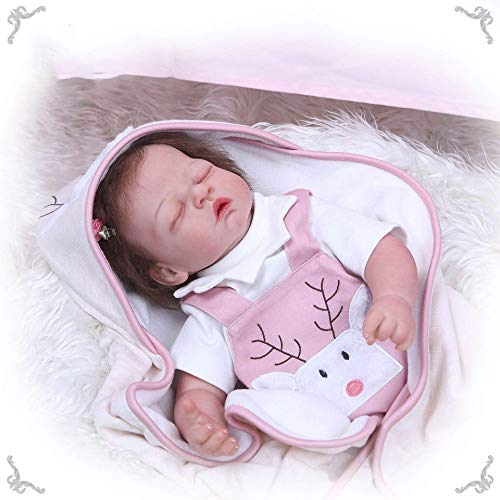 DZX Muñecas Reborn Hechas a Mano, bebé Reborn de 20 Pulgadas, Cerca de la Piel Real, sensación Realista, Realista, recién Nacido, durmiendo, Silicona, muñecas corporales de Peso Suave, recién Nacido,