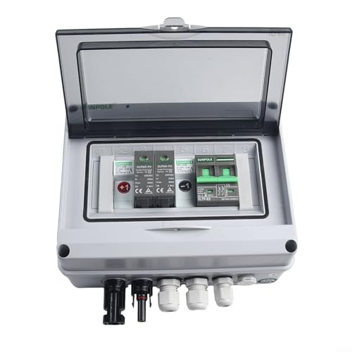 Oceanlend Solare PV Combiner Box, 550V 1 stringa solare PV Combiner Box, Protezione da sovratensione/sovraccarico, IP65 impermeabile, per tetti impianti fotovoltaici, NYL6H64X114VB6DI4T1TR1IAY60I