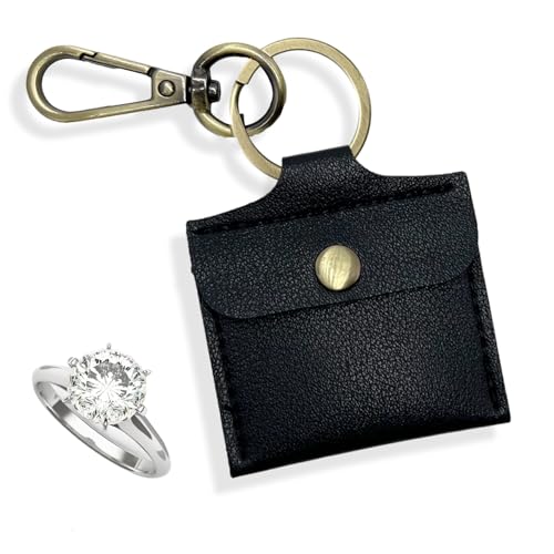 PAKASEBOXES Ring Holder Keychain for Gym, Leather Jewelry Travel Pouch for Wedding Ring, Necklaces, Mini coin pouch for Women