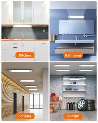Image of 5000K LED Ceiling Light Fixture with Plug, Under Cabinet Lighting, Linkable LED Light Bar for Kitchen Bathroom Garage Corridor Office Overhead Lighting (4FT-1PCS)