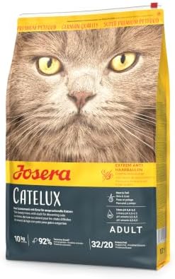 JOSERA Catelux (1 x 10 kg) | Adultos | Pienso seco Gatos Adultos exigentes | Pato y Patata | Sin Trigo | con Fibra dietética para prevenir Las Bolas de Pelo | Pack 1