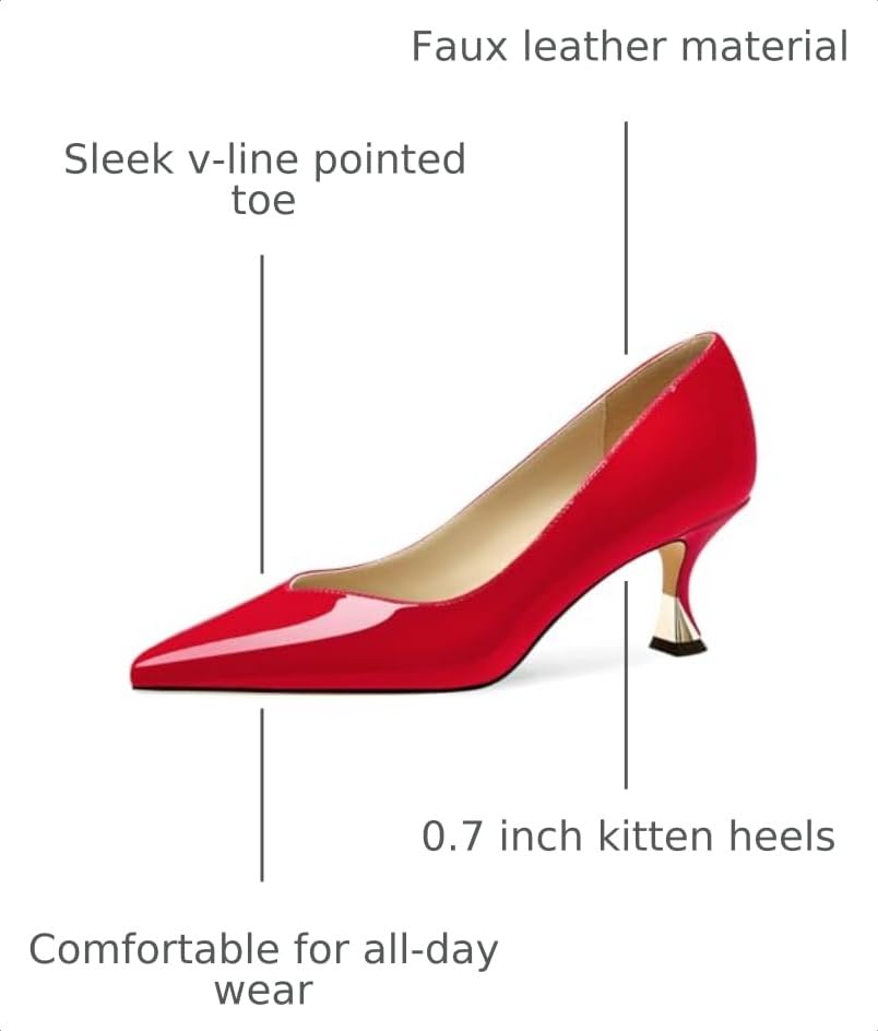 Image of Women Low Kitten Heels Women's Dressy Pumps Pointed Closed Toe Elegant Wedding Pumps Formal Work Office Comfortable Shoes Classic Pumps for Women
