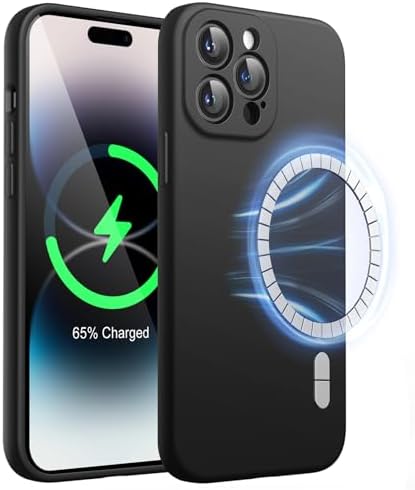 JETech Magnetyczna Silikonowy Etui dla iPhone 14 Pro 6,1 Cala, Kompatybilny z MagSafe, Case ze Obiektyw Aparatu Pełny Ochrona (złoto)