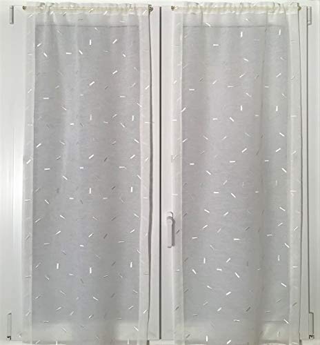 Paire de vitrage blanc 60x150 cm passe triangle pour fenêtres - 6