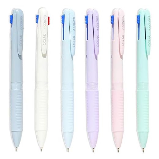 COLNK Multicolor Ballpoint Pen 0.5, 4-in-1 Colored Pens Fine Point,Ballpoint Gift Pens for Planner Journaling,Assorted Ink, 6-Count