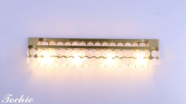 TOCHIC Bathroom Vanity Light with Natural Capiz Shell Shade