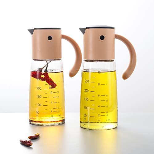 Vucchini 300ml 11oz Gravity Oil & Vinegar Dispenser,Condiment Dispensing Cruet for Barbecue,Cooking, Baking,Roasting,Grill Nude