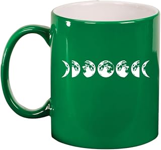 Daylor Moon Phases Ceramic Coffee Mug Tea Cup Gift for Her, Him, Friend, Coworker, Wife, Husband (11oz Green)