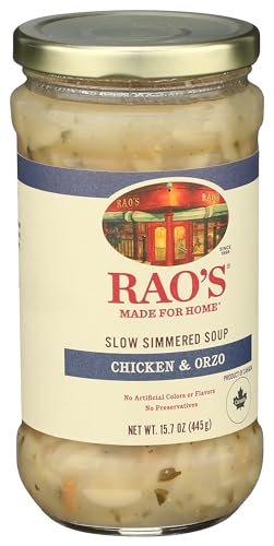 Image of Rao's Made for Home Chicken Orzo Soup, 16 oz, Traditional Italian Heat and Serve Soup, Made with Premium Quality Ingredients (Pack of 4)