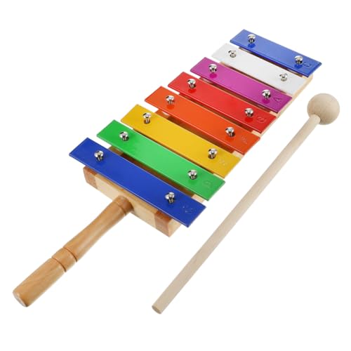 HOODANCOS 木製 用打楽器 おままごと楽器として 音カラフルアルミ板搭載 持ち運び便利なハンドル付き 幼児の色彩認識と音楽感覚を育む知育