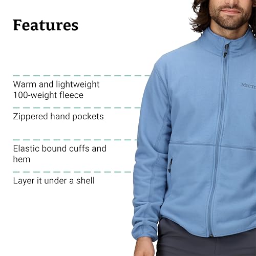 Image of MARMOT Men's Rocklin Full-Zip Jacket - Classic, Warm, Lightweight 100-Weight Fleece Layer