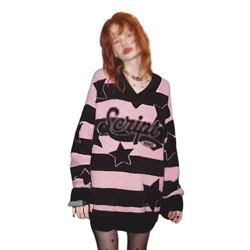 Christmas Padded Thermal Sweater with Stripes and Stars Pattern