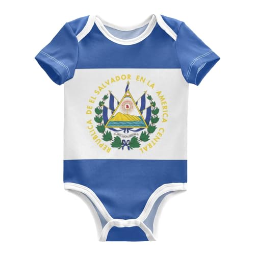 Aflyko Patriot Unisex Baby Bodysuit Flag Of El Salvador Newborn Short Sleeve Baby Clothes