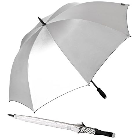 Unbekannt GOLFSCHIRM-birdiepal Telescopic Farbe Silber mit UV-Schutz Faktor 50+ in der Höhe verstellbar + Aufhängehaken Cover