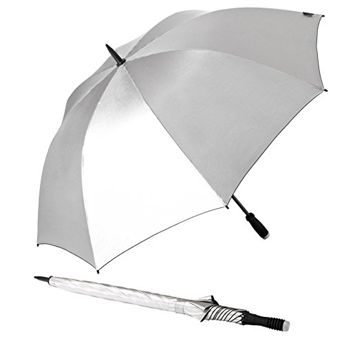 Unbekannt GOLFSCHIRM-birdiepal Telescopic Farbe Silber mit UV-Schutz Faktor 50+ in der Höhe verstellbar + Aufhängehaken