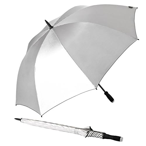 Unbekannt GOLFSCHIRM-birdiepal Telescopic Farbe Silber mit UV-Schutz Faktor 50+ in der Höhe verstellbar + Aufhängehaken
