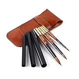 Kolinsky Sable Watercolor Brushes, Fuumuui Elegant Travel Watercolor Brushes Kolinsky Sable Brushes with Pocket Size Leather Pouch Perfect for Watercolor Gouache Acrylic Ink Painting
