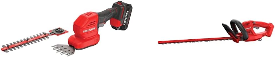 CRAFTSMAN V20 Cordless Handheld Grass Trimmer, Hedge Trimmer and Battery Kit