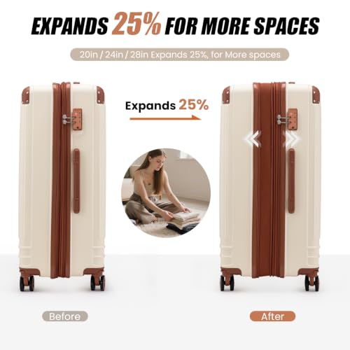 Image of KUNEL Luggage Sets 5 Piece, Hardshell Expandable Suitcase, 20 /24 /28inch
