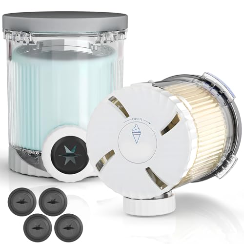 2 Pack Ice Cream Tubs Compatible with NC701UK NC700 Series Swirl Ice Cream & Soft Serve Makers - 16 oz Replacement Pint Containers with 4Pcs Replacement Swirl Nozzles BPA-Free & Dishwasher Safe