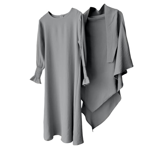 Toddler Kids Girl Solid Muslim Dress Muslim Abaya Hijab Long Sleeve Dresses Bow Tie Skirts3