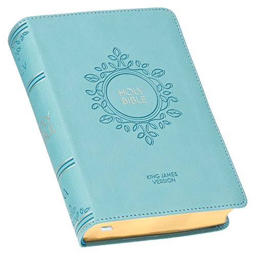 KJV Holy Bible, Compact Large Print Faux Leather Red Letter Edition Ribbon Marker, King James Version, Aqua Blue (KJV Compact LP Editions)