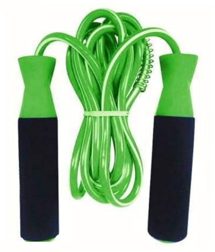 Image of Adjustable Skipping Rope for Men, Women & Kids | PVC Jumping Rope for Fitness, Cardio, Weight Loss & Home Workout | Durable Exercise Rope for Gym Training (Green)