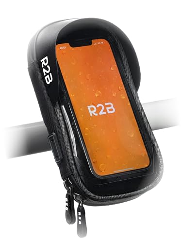 R2B Waterdichte Telefoonhouder Fiets - Met Extra Opbergvak, Telefoonhouder voor Mountainbikes, Motor en Kinderwagen, 360-graden Rotatiefunctie, Eenvoudige Montage, voor iPhone Samsung Smart Phone