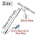 ZQToday 10pcs 3mm Ball End Allen Wrench sets,3mm Hex Key Wrench set,3mm ball end Hex Driver allen key Door Key L Shaped hex wrench set with Long Arm 120mm lengh.3mm ball end hex wrench