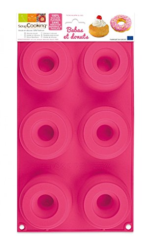 SCRAP COOKING 3101 Babas et Donuts Moule Silicone Rose 33 x 17,5 x 3 cm