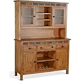 Sunny Designs Sedona 54' Farmhouse Wood Buffet and Hutch in Rustic Oak