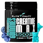Creatine Monohydrate 90 Gummies 5000mg + BCAAs & L-Carnitine – 3rd Party Lab Tested, Vegan, Sugar-Free, Pre Workout Muscle Growth & Recovery Gym Supplement for Men & Women – Tangy Blueberry Blast