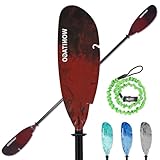 WONITAGO Angler Kayak Paddles Aluminum Paddle with Plastic Blades and Paddle Leash, Floating Adjustable Fihsing Kayak Oars, 3 Piece, 230-250cm/90-98 inch Red