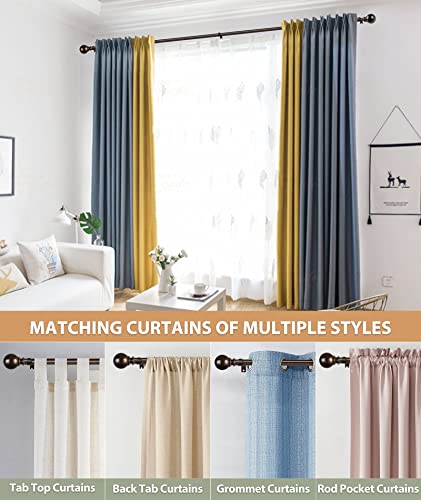 Kamanina 1 Inch Curtain Rod Telescoping Single Drapery Rod 72 To 144 Inches (6-12 Feet), Bronze Curtain Rods For Windows 69 To 140 Inches, Round Finials #TOP6