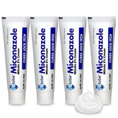 Globe Miconazole Nitrate 2% Antifungal Cream, 4 oz Tube, 4 Pack