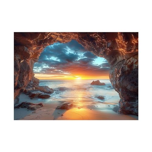 Tableau sur toile paysage de coucher de soleil grand format pour chambre et bain